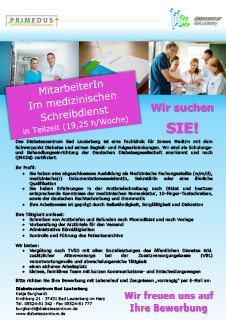 MitarbeiterIn im medizinischen Schreibdienst gesucht - Diabeteszentrum Bad Lauterberg